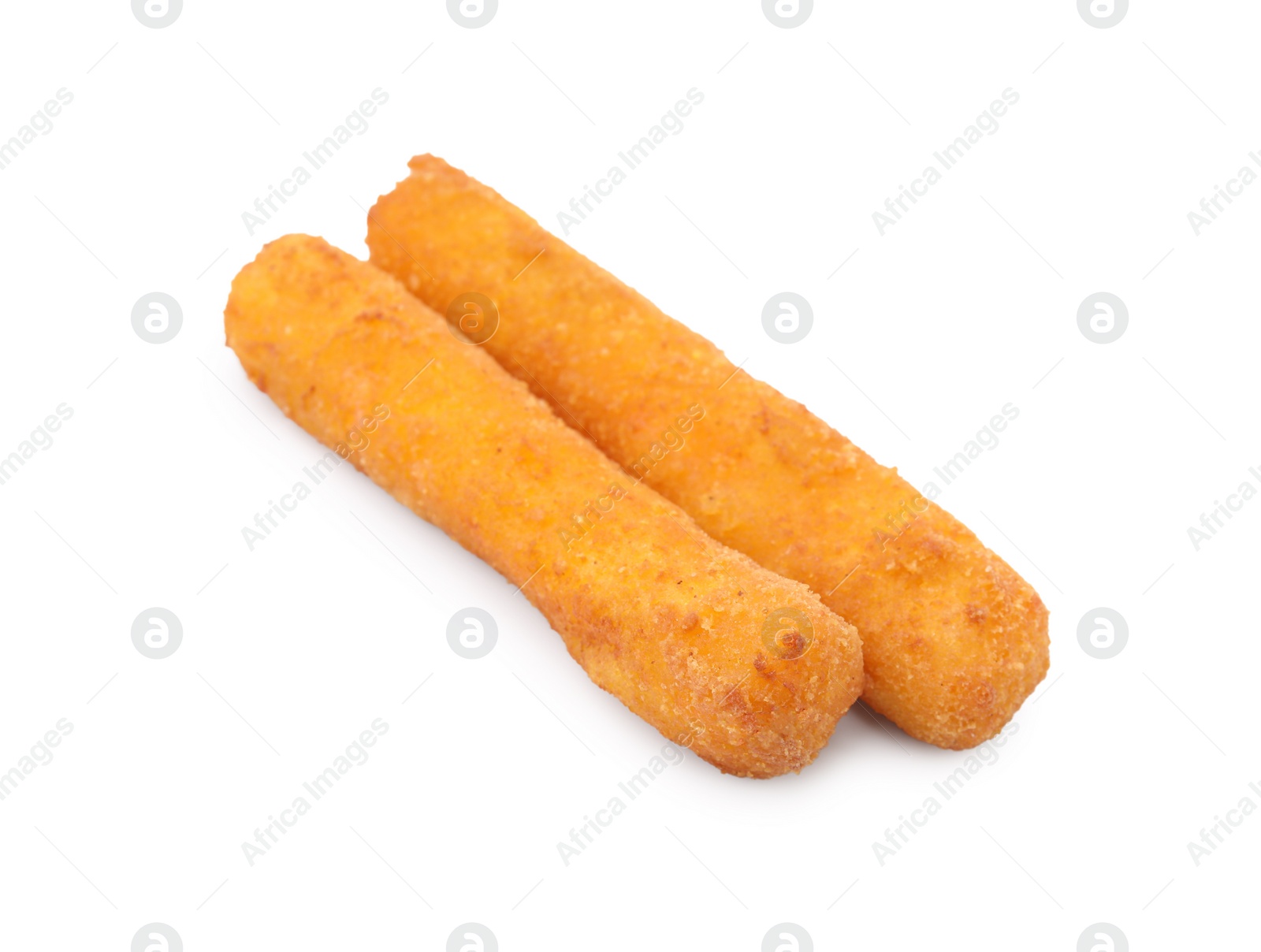 Photo of Tasty fried mozzarella sticks isolated on white