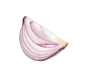 Fresh red ripe cut onion isolated on white