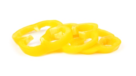 Photo of Rings of yellow bell pepper isolated on white