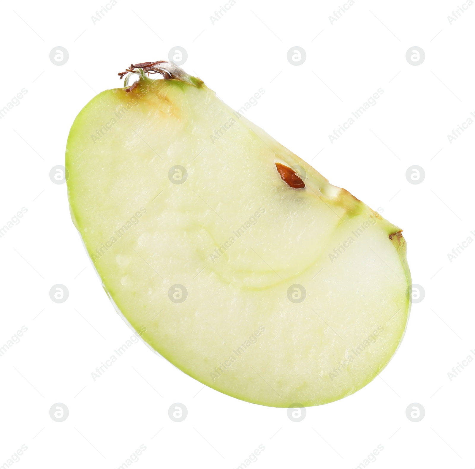 Piece of ripe green apple isolated on white Photo of Piece of ripe green apple isolated on white