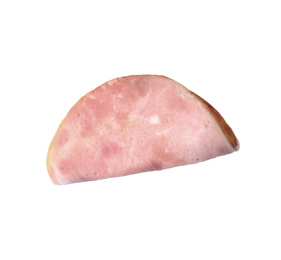 Photo of Slice of delicious ham isolated on white