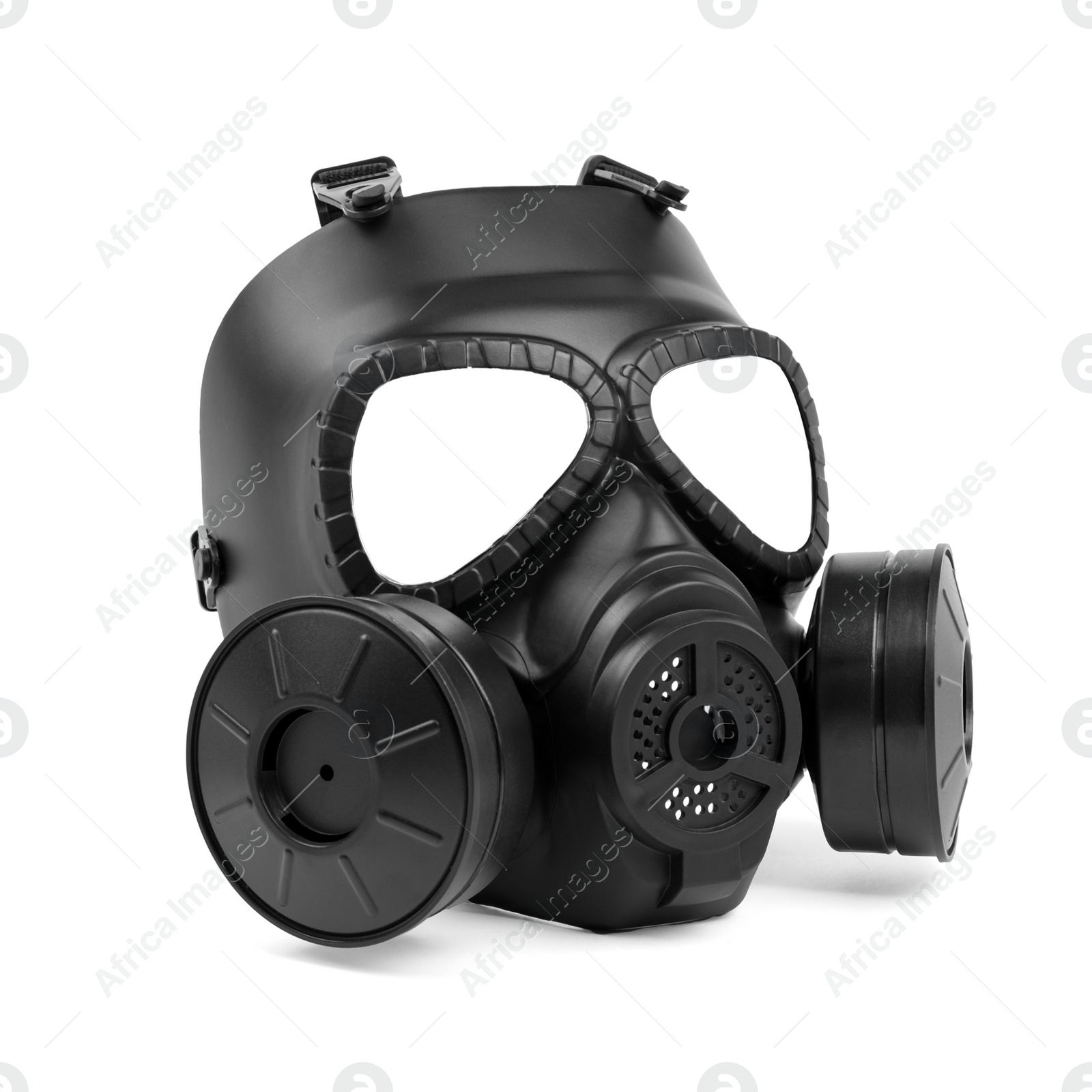 Photo of One gas mask isolated on white. Safety equipment