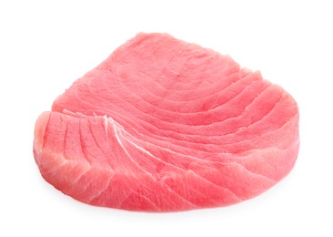 Photo of Fresh raw tuna fillet isolated on white