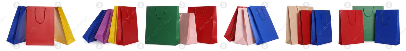 Colorful shopping bags isolated on white, set Image of Colorful shopping bags isolated on white, set