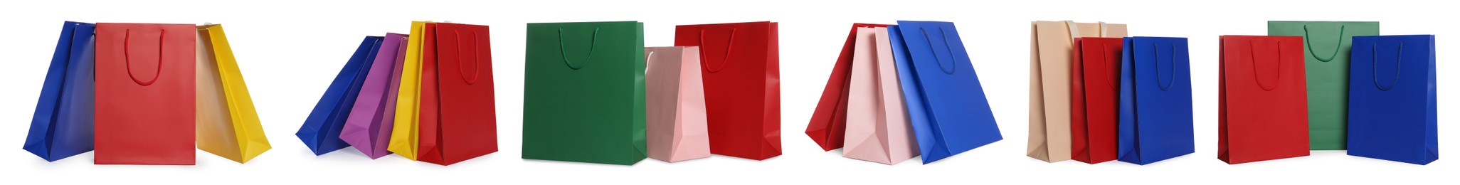Image of Colorful shopping bags isolated on white, set