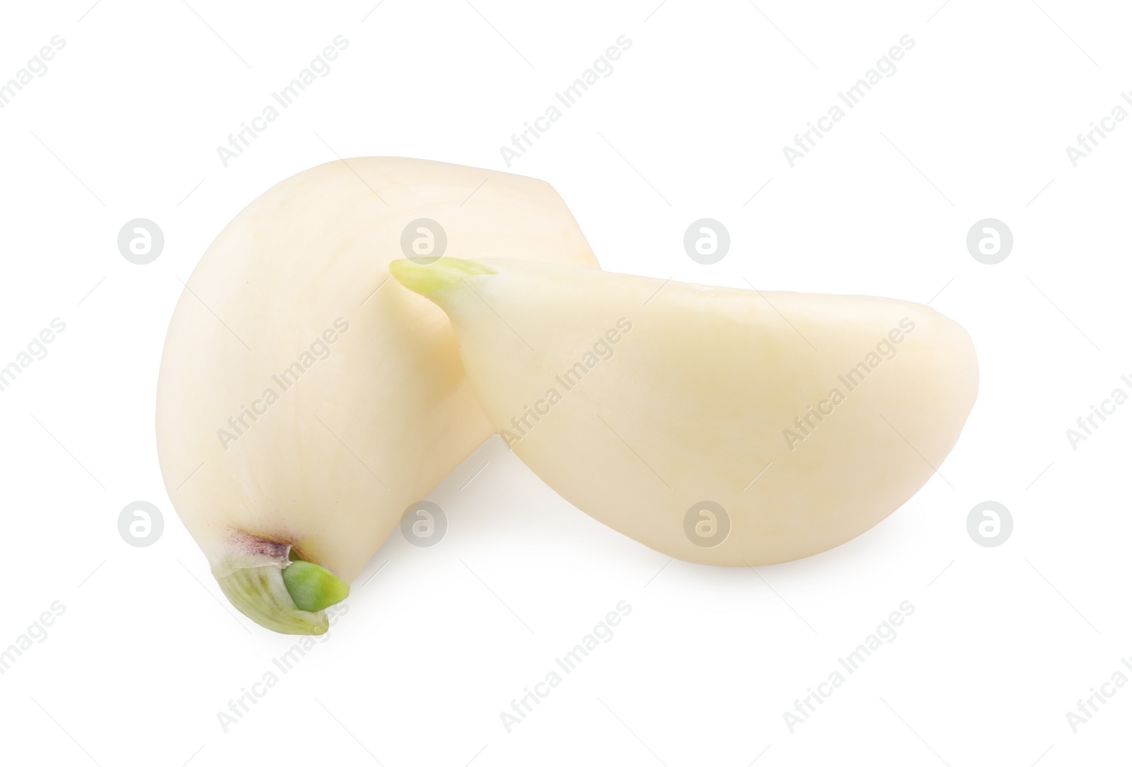 Photo of Peeled cloves of garlic isolated on white