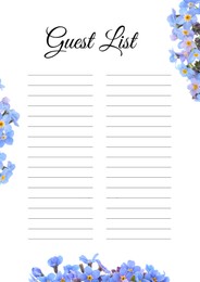 Image of Guest list design with beautiful flowers and empty lines