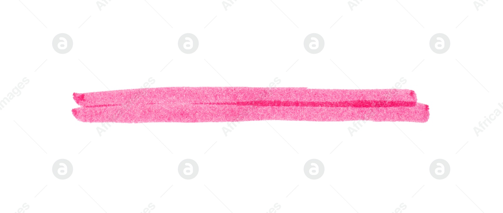 Photo of Strip drawn with pink marker isolated on white, top view