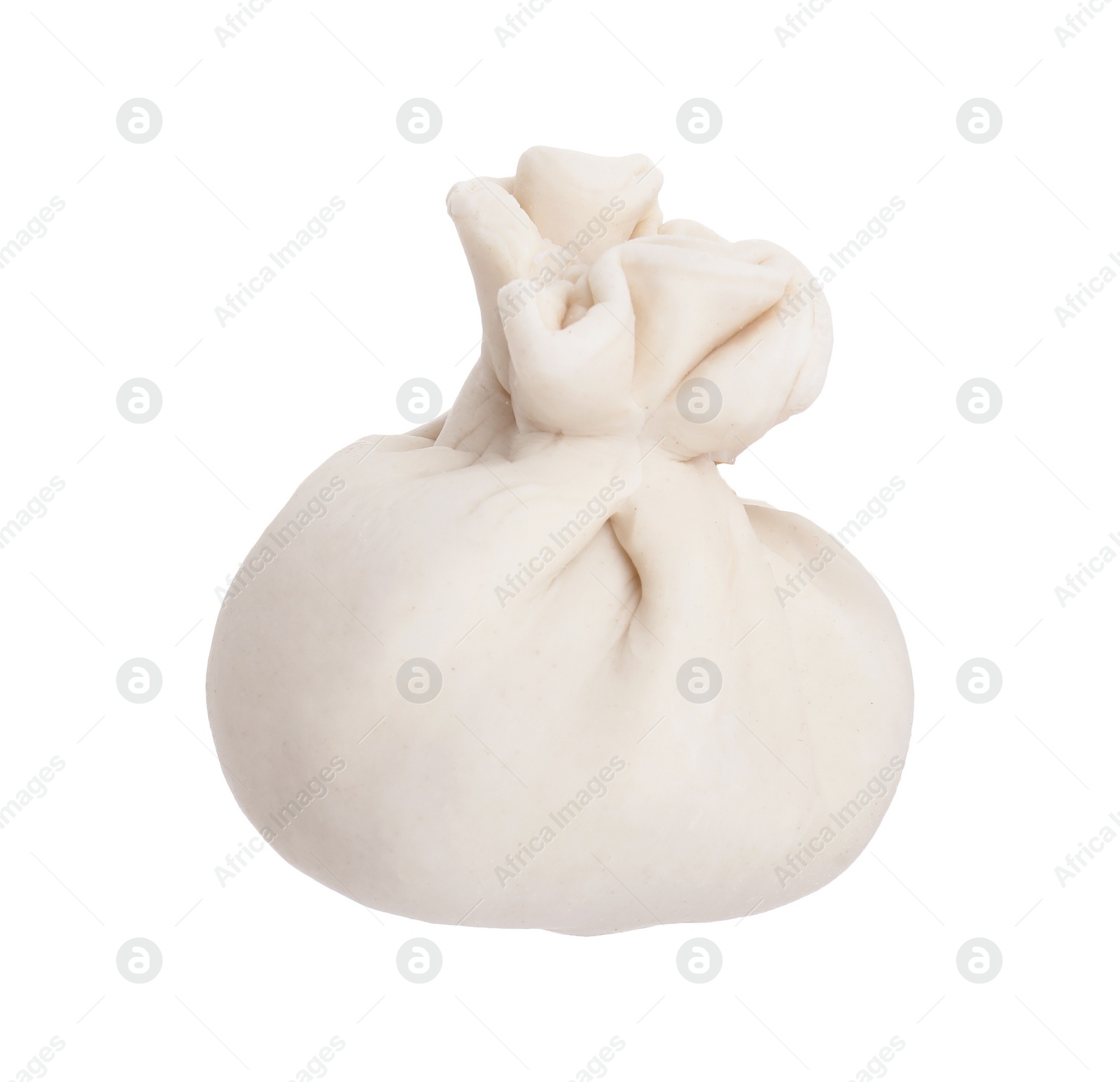 Photo of Uncooked khinkali (dumpling) isolated on white. Georgian cuisine