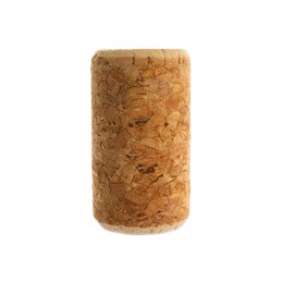 Photo of One wine cork isolated on white. Bottle cap