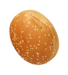 One fresh burger bun isolated on white