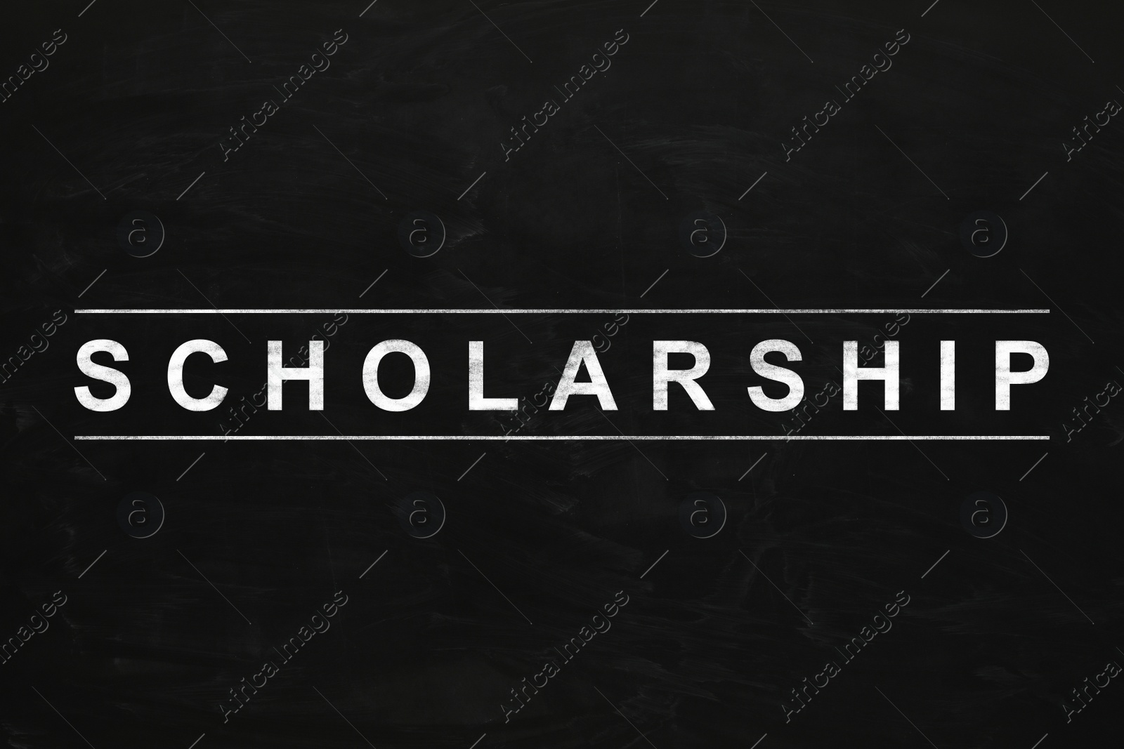 Illustration of Word SCHOLARSHIP written with chalk on blackboard