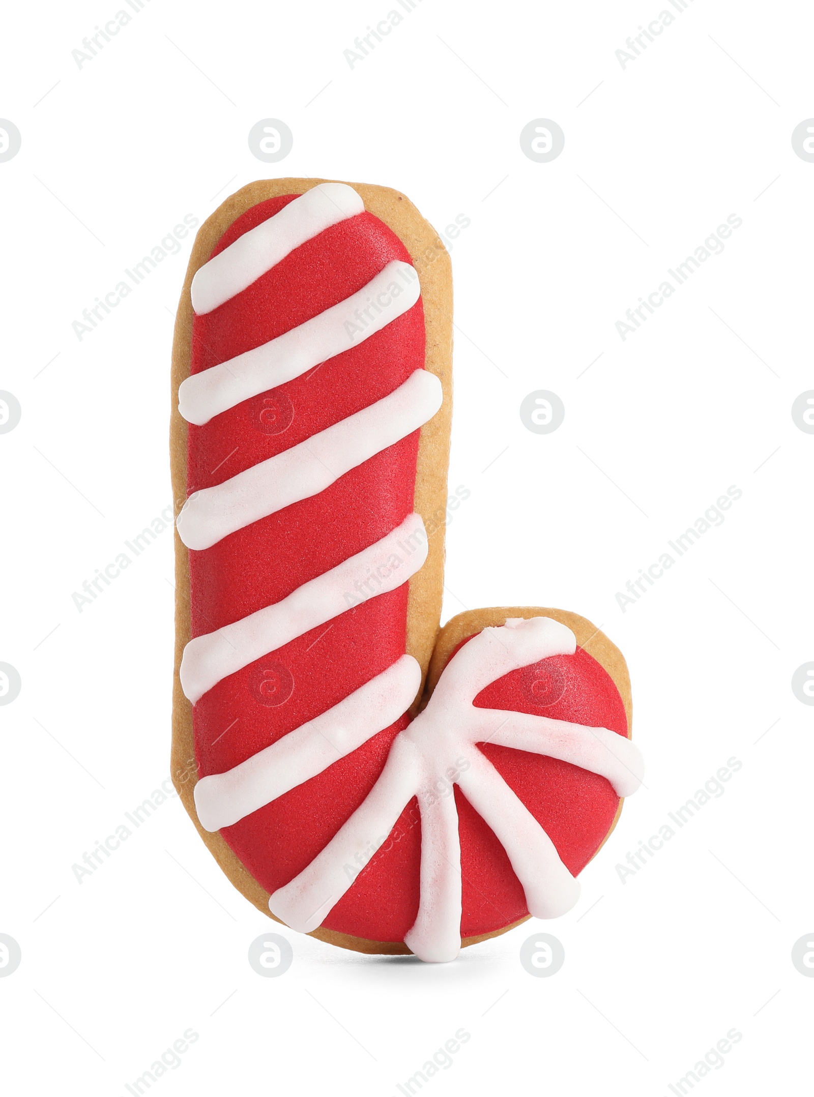 Photo of Tasty homemade Christmas cookie on white background