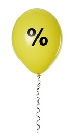 Image of Discount offer. Yellow balloon with percent sign on white background