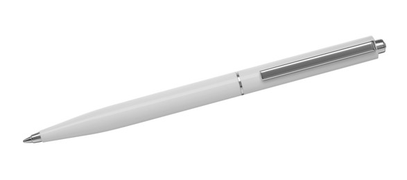 Photo of New stylish ballpoint pen isolated on white