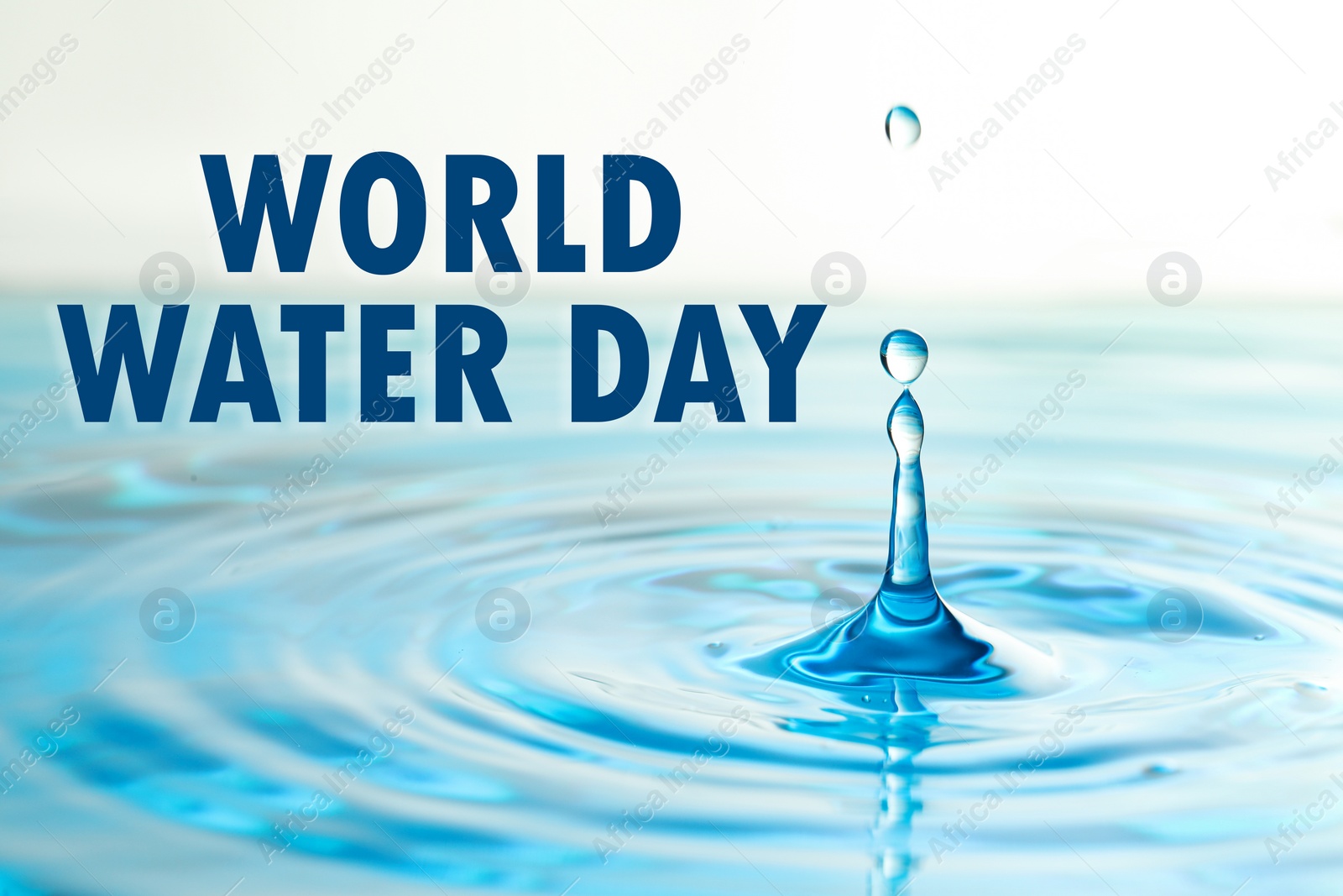 Image of Text World Water Day and splash of clear water with drops