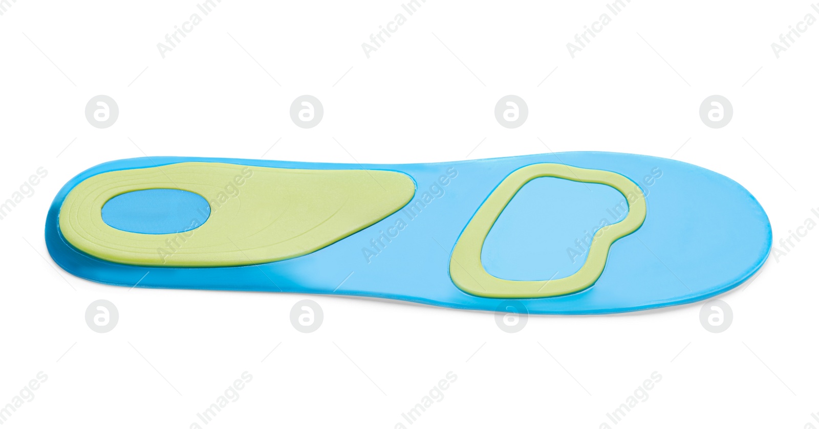 Photo of Light blue orthopedic insole isolated on white