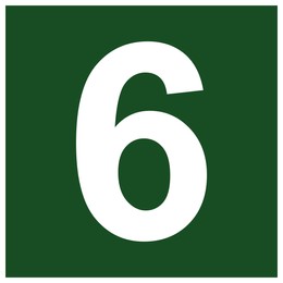 Image of International Maritime Organization (IMO) sign, illustration. Number "6"