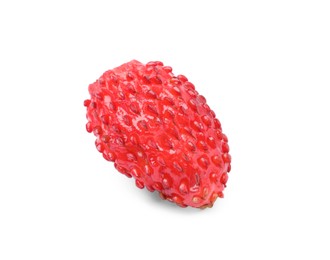 Photo of One ripe wild strawberry isolated on white