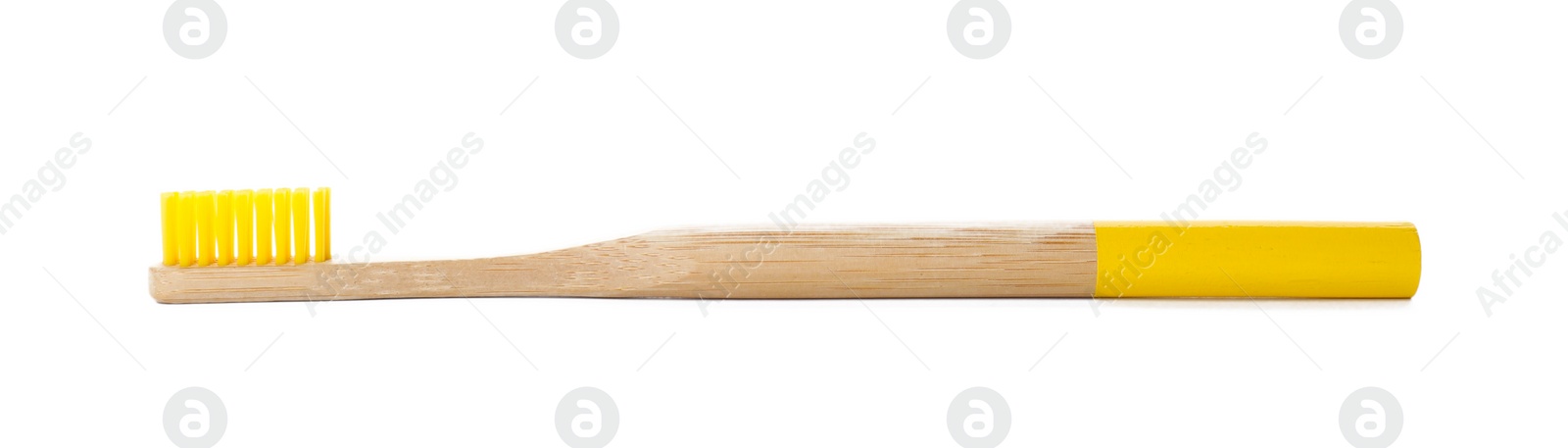 Photo of Toothbrush made of bamboo on white background