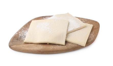 Photo of Raw puff pastry dough isolated on white