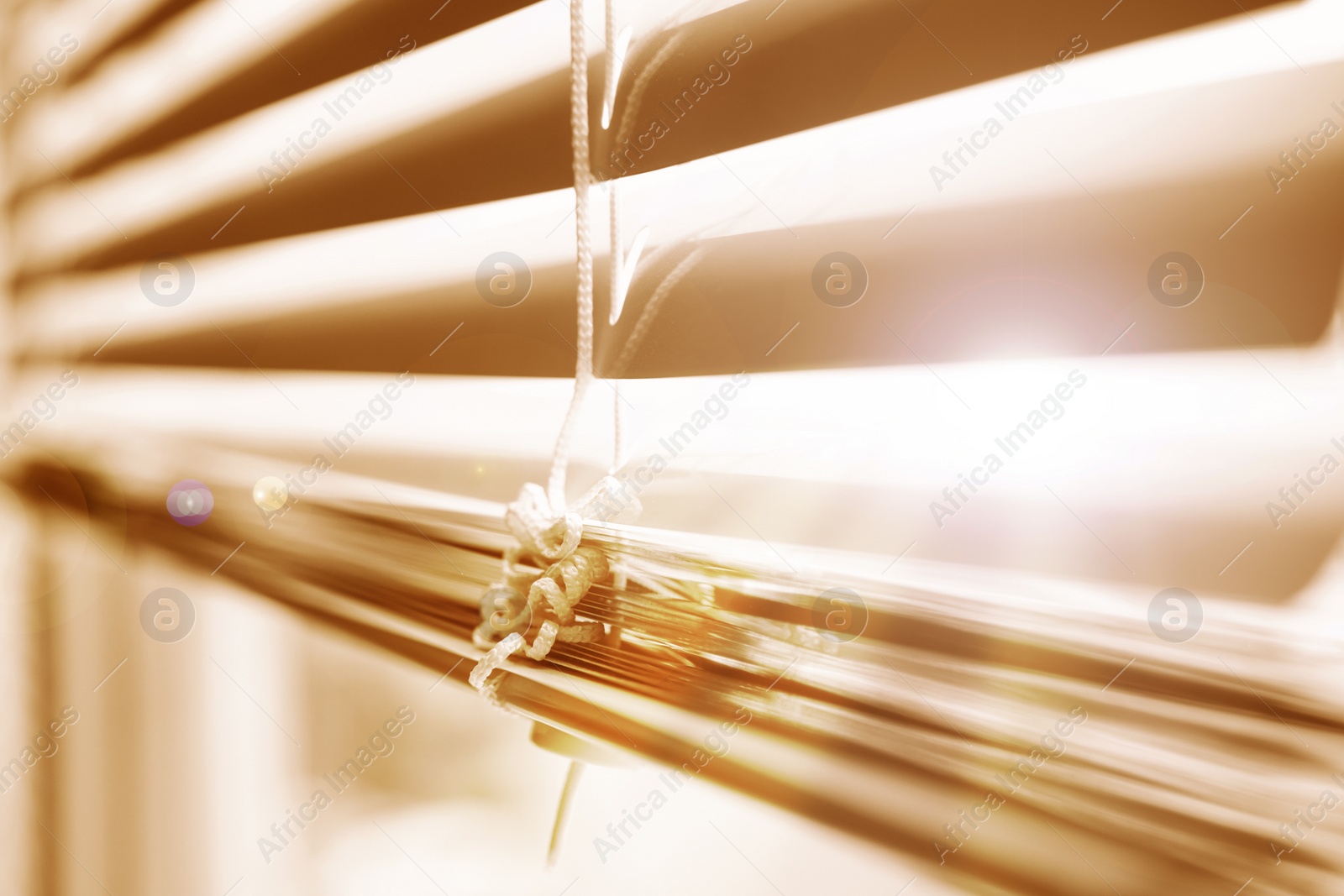 Image of Closeup view of stylish horizontal window blinds