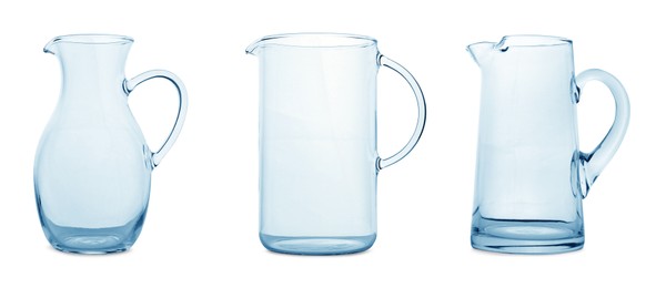 Image of Empty glass jugs isolated on white, collection