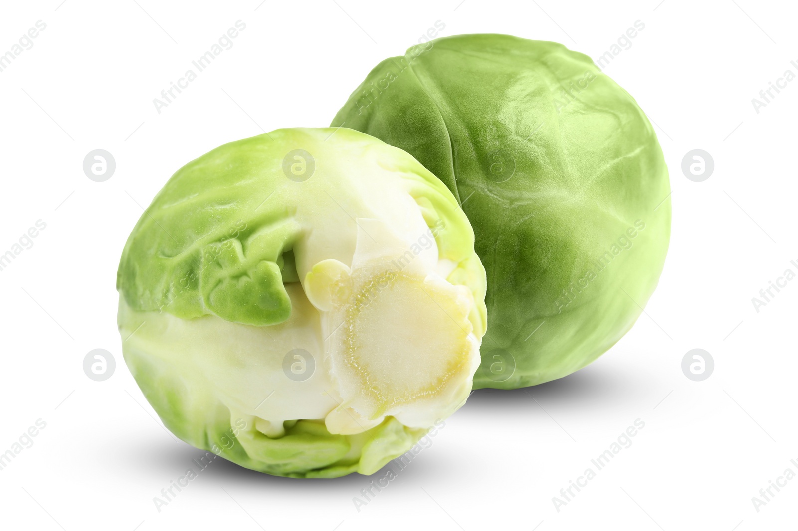 Image of Fresh tasty Brussels sprouts on white background