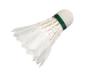 Photo of One feather badminton shuttlecock isolated on white