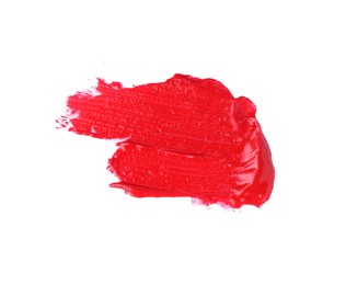 Stroke of red lip gloss isolated on white, top view