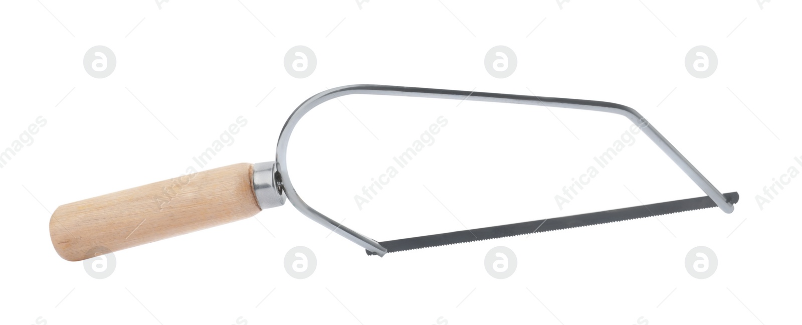 Photo of Modern coping saw isolated on white. Carpenter tool