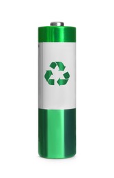 Image of Battery with recycle symbol isolated on white