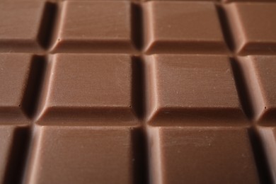 Delicious milk chocolate bar as background, closeup
