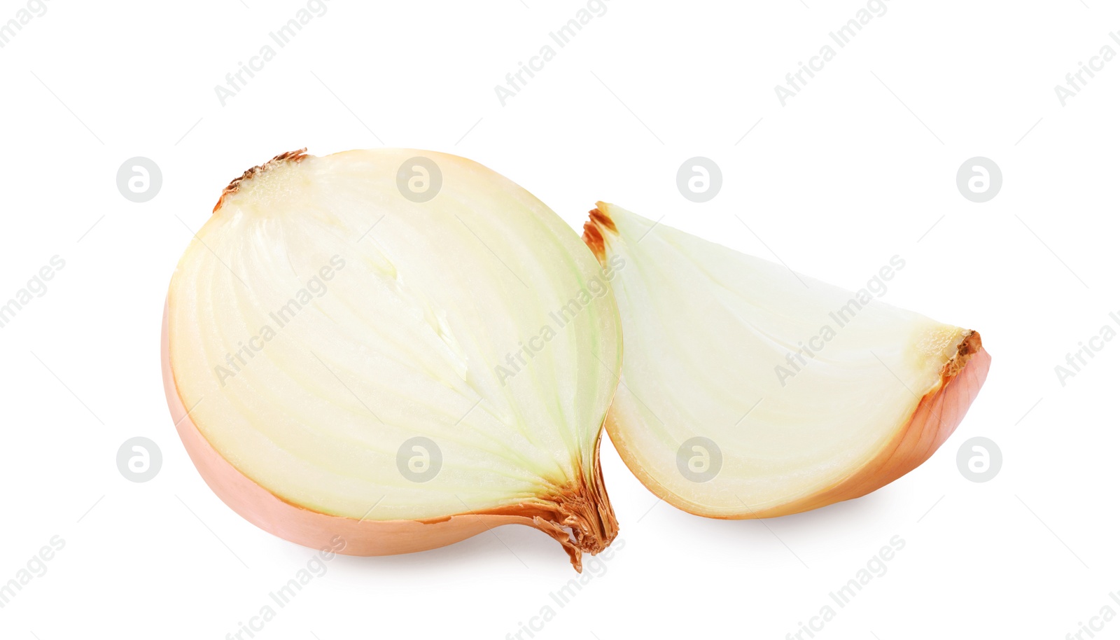 Image of Pieces of fresh onion isolated on white