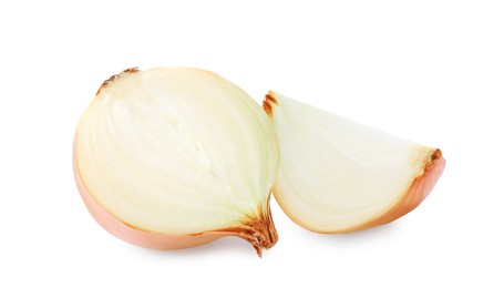 Image of Pieces of fresh onion isolated on white