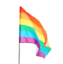 Bright rainbow LGBT flag isolated on white