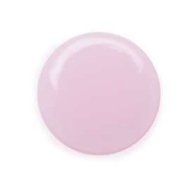 Photo of Sample of light pink cosmetic gel on white background, top view