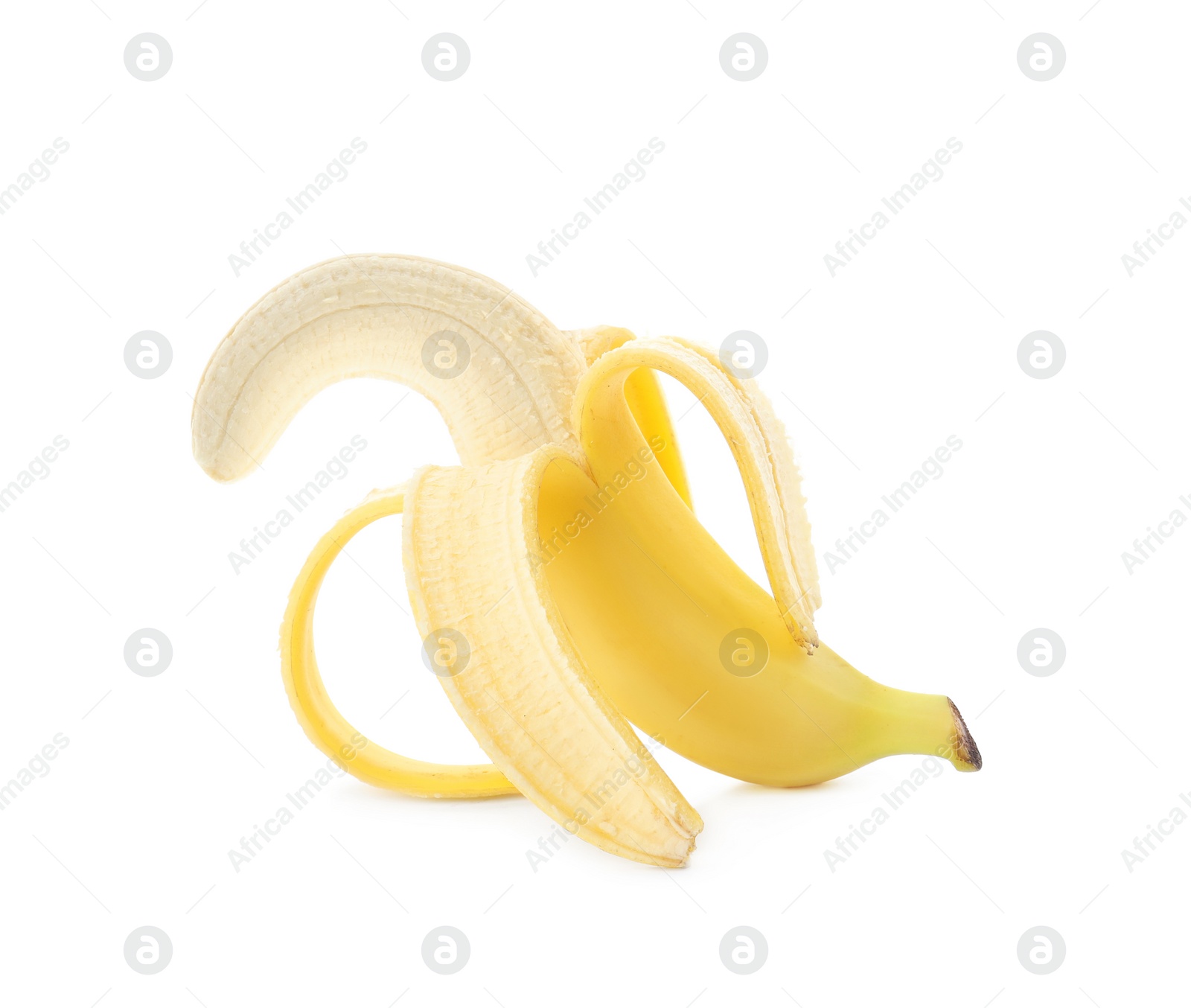 Image of Banana symbolizing male sexual organ on white background. Potency problem