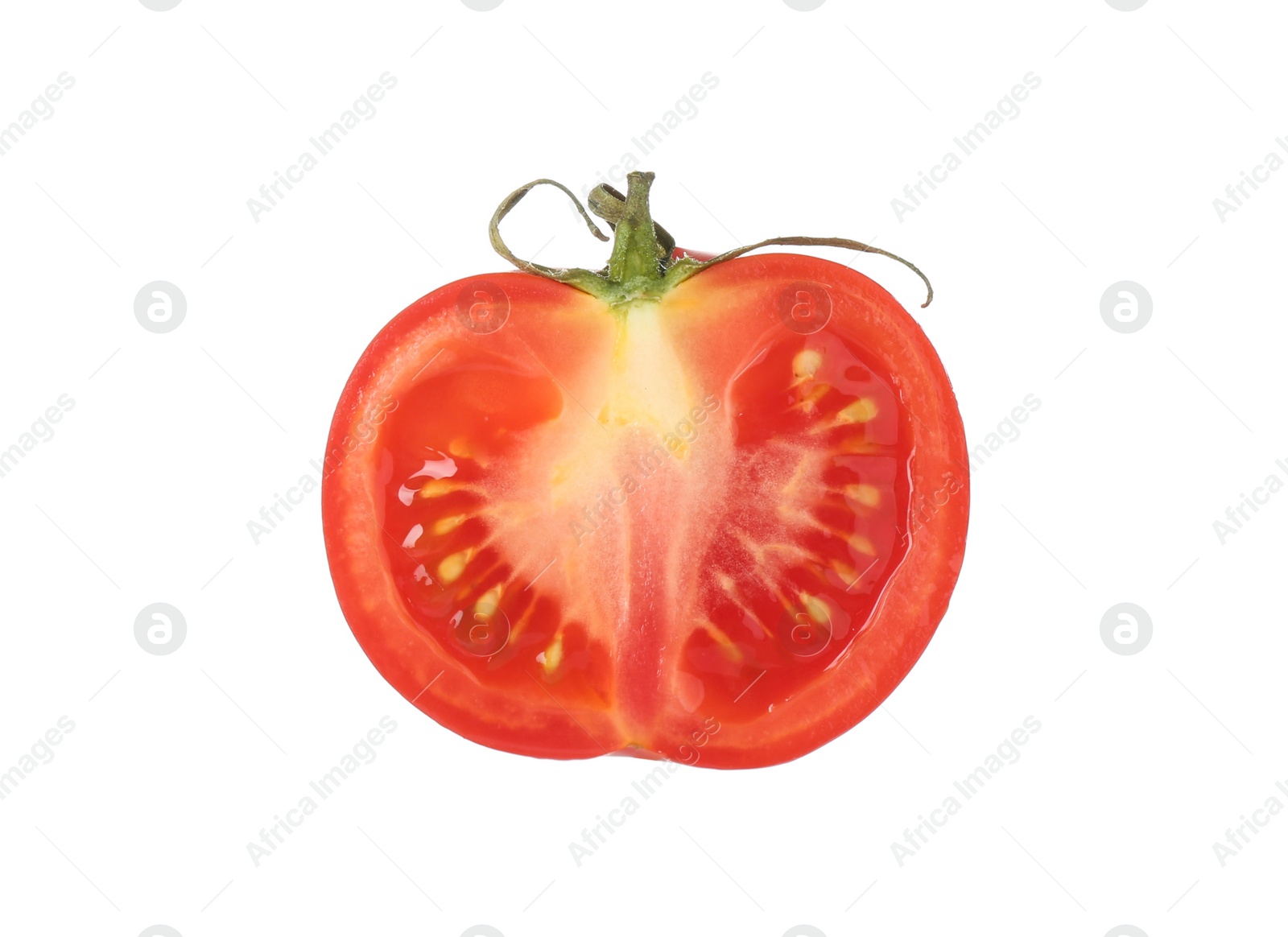 Photo of Half of tasty raw tomato isolated on white