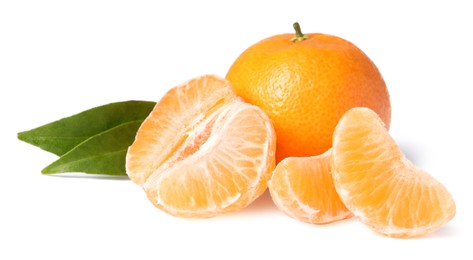 Photo of Fresh ripe juicy tangerines isolated on white