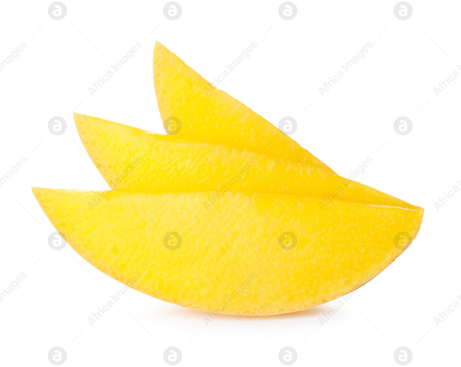 Photo of Fresh juicy mango slices isolated on white