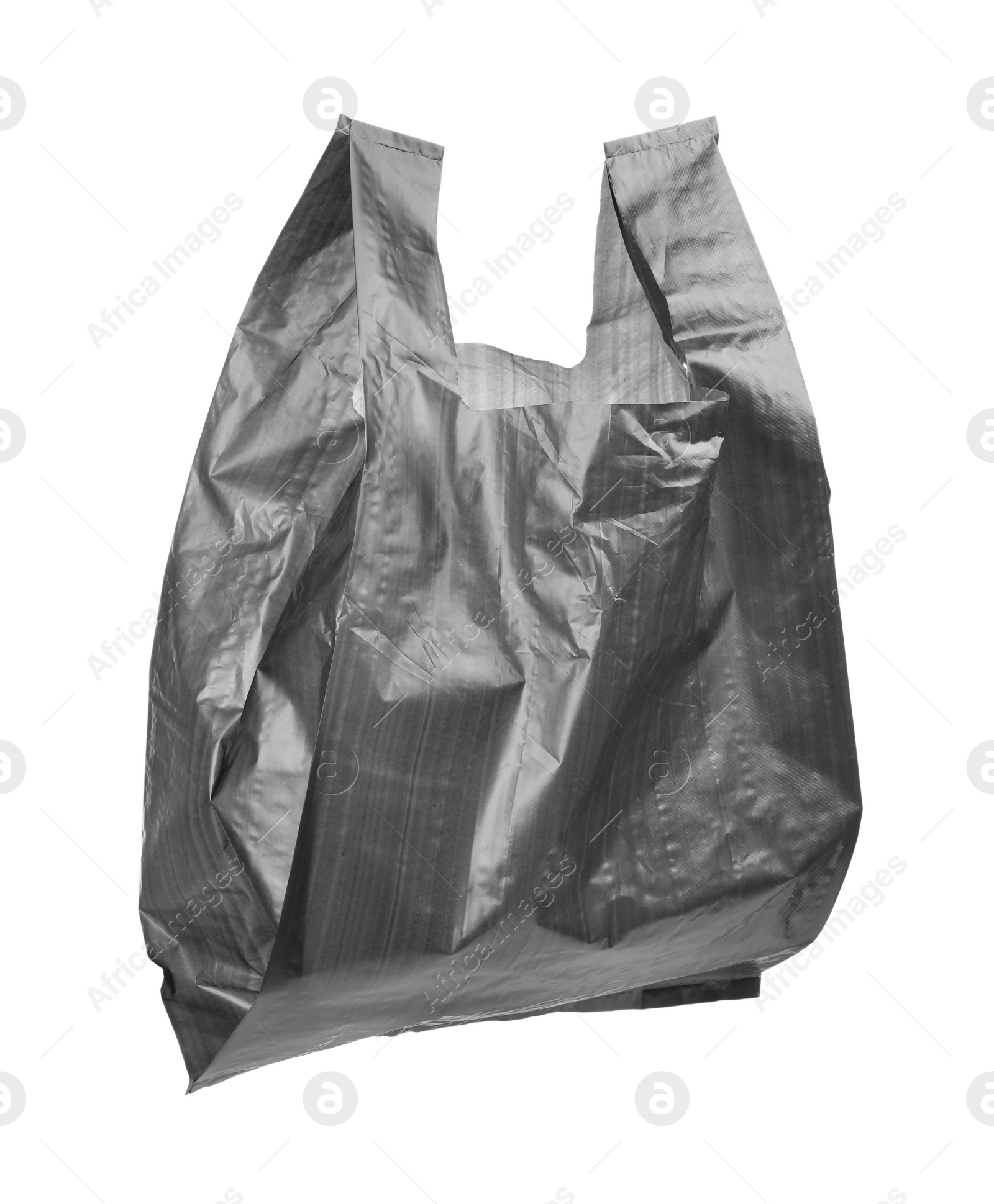 Photo of One black plastic bag isolated on white