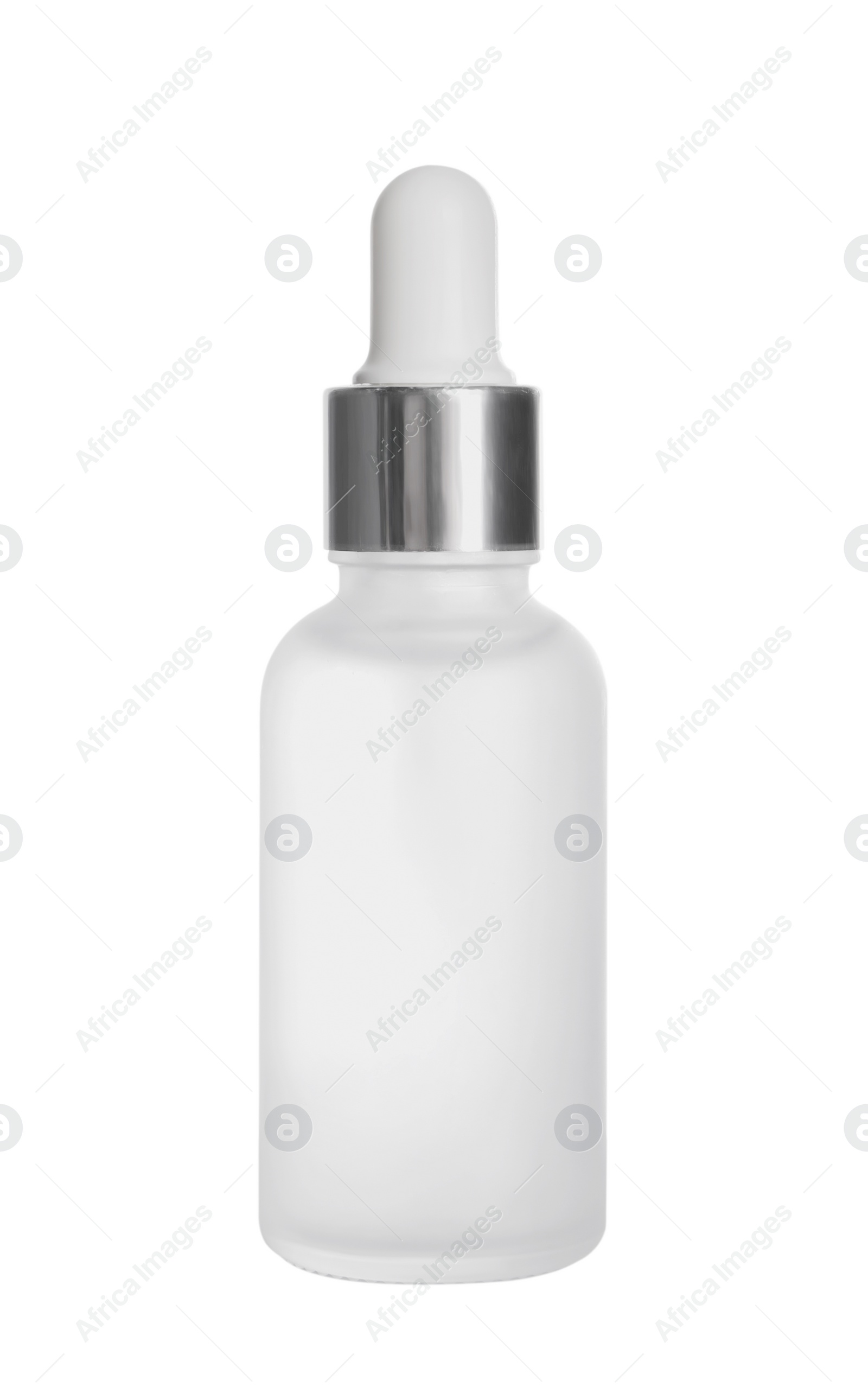 Photo of One bottle of cosmetic serum isolated on white