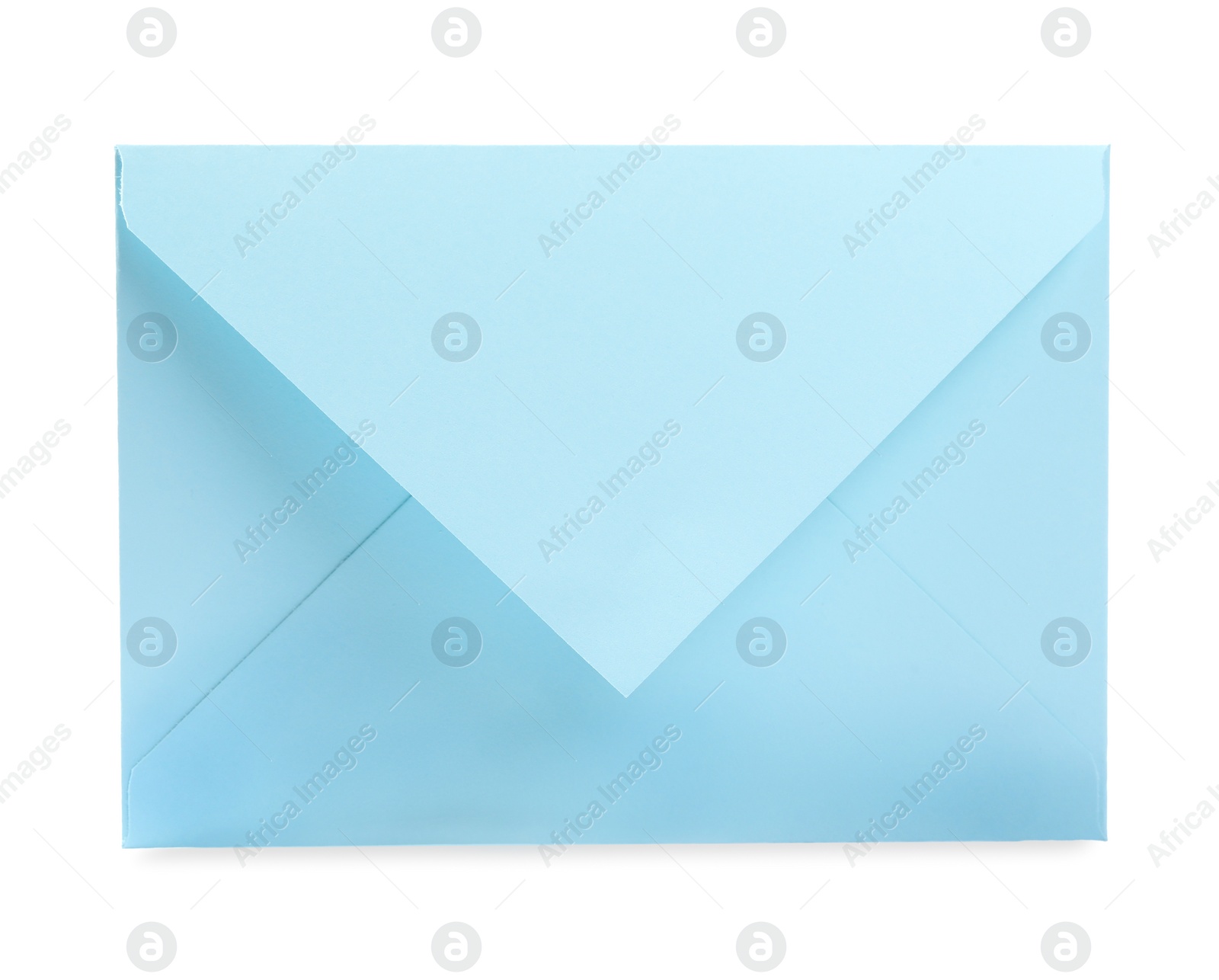 Photo of Light blue letter envelope on white background