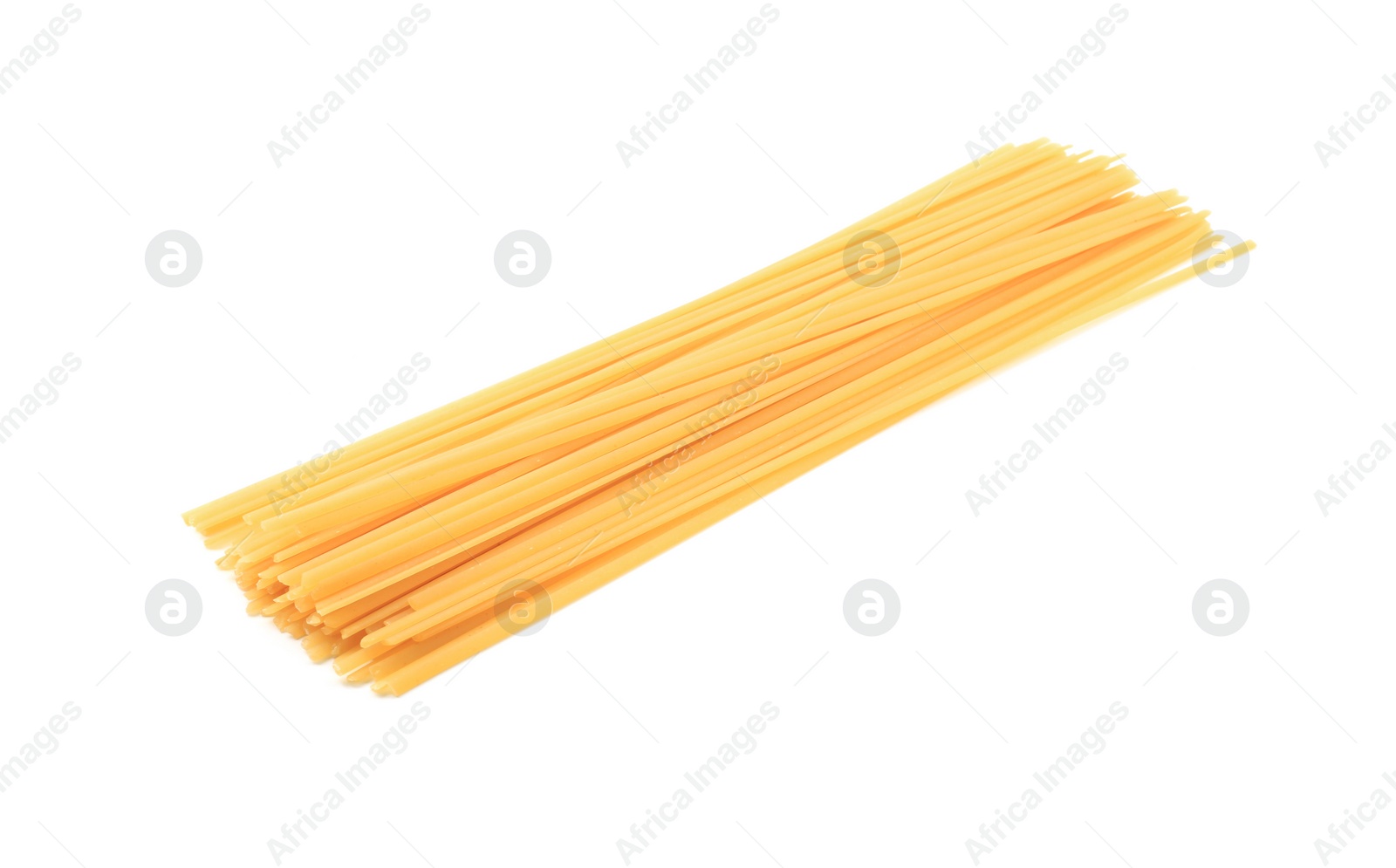 Photo of Raw spaghetti pasta isolated on white. Italian cuisine