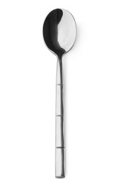 Photo of One new shiny spoon isolated on white