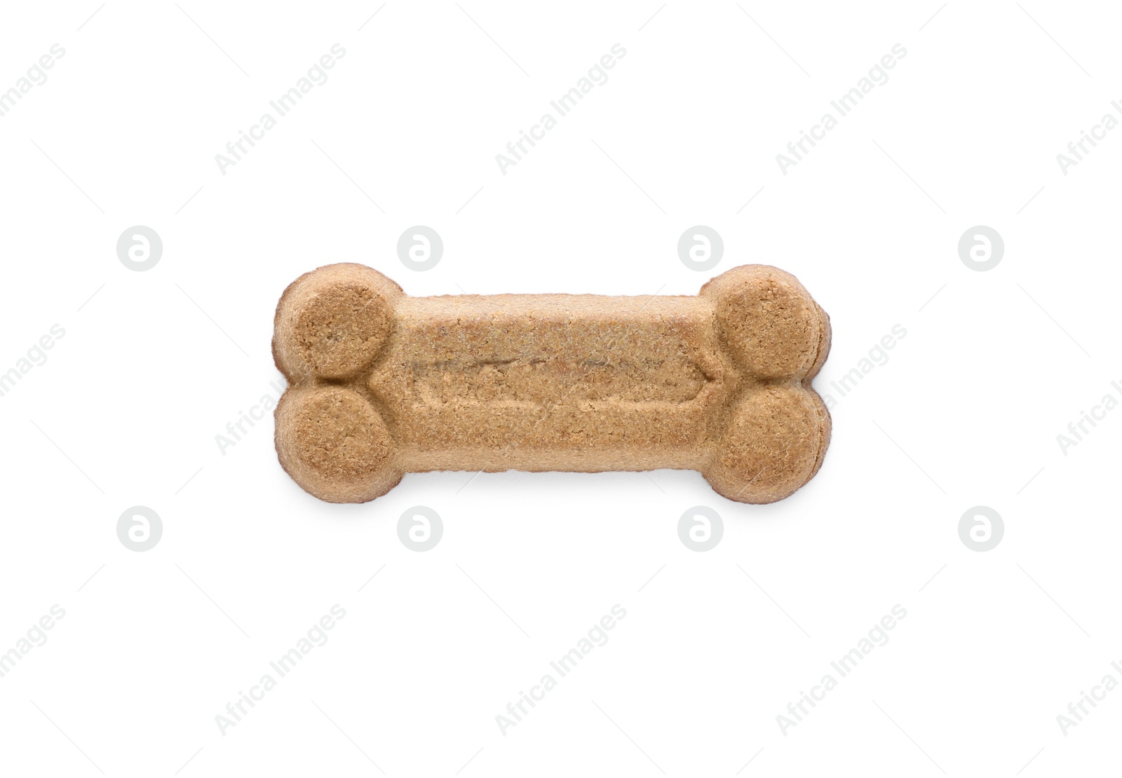 Photo of Bone shaped dog cookie isolated on white, top view