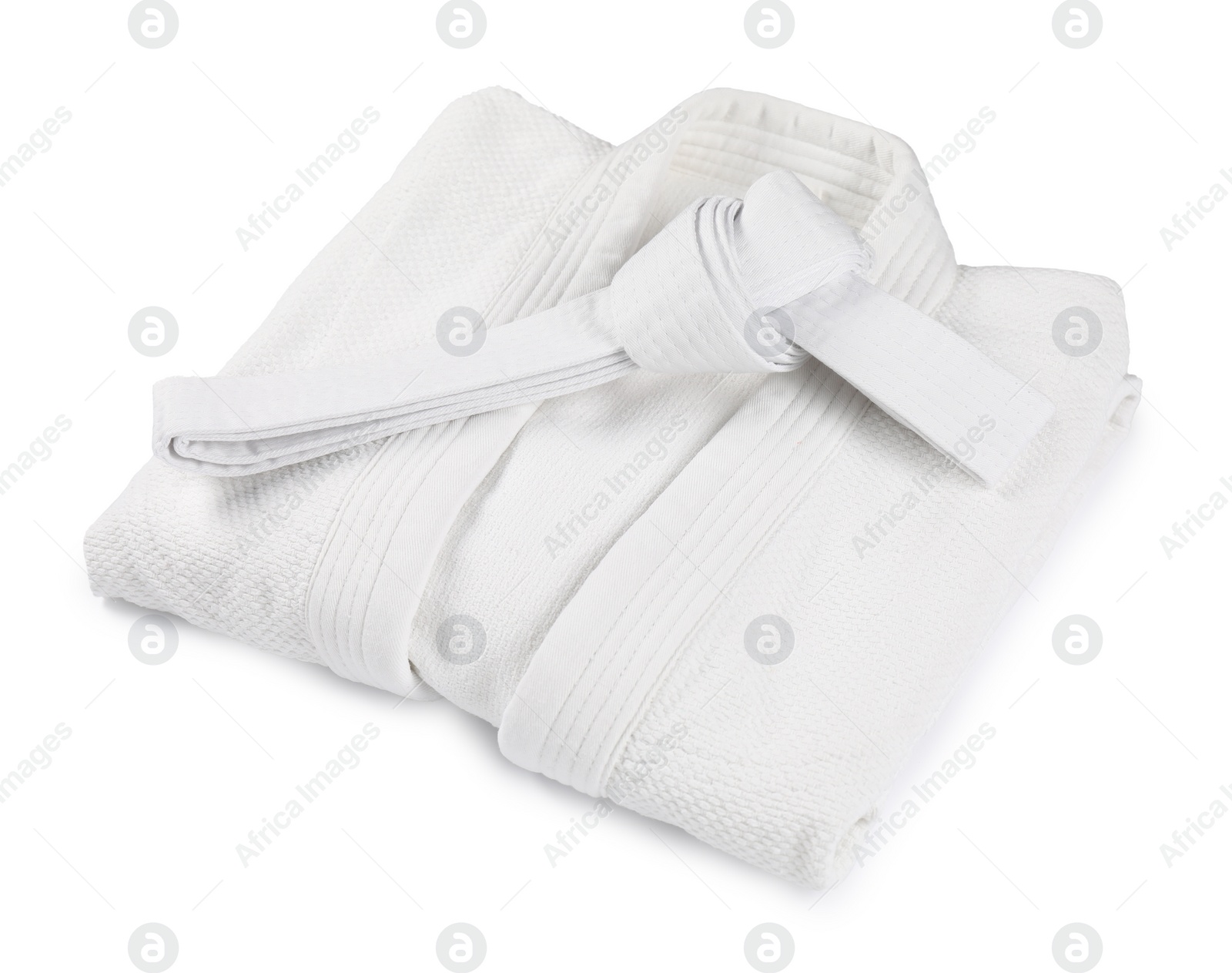 Photo of Karate belt and kimono isolated on white