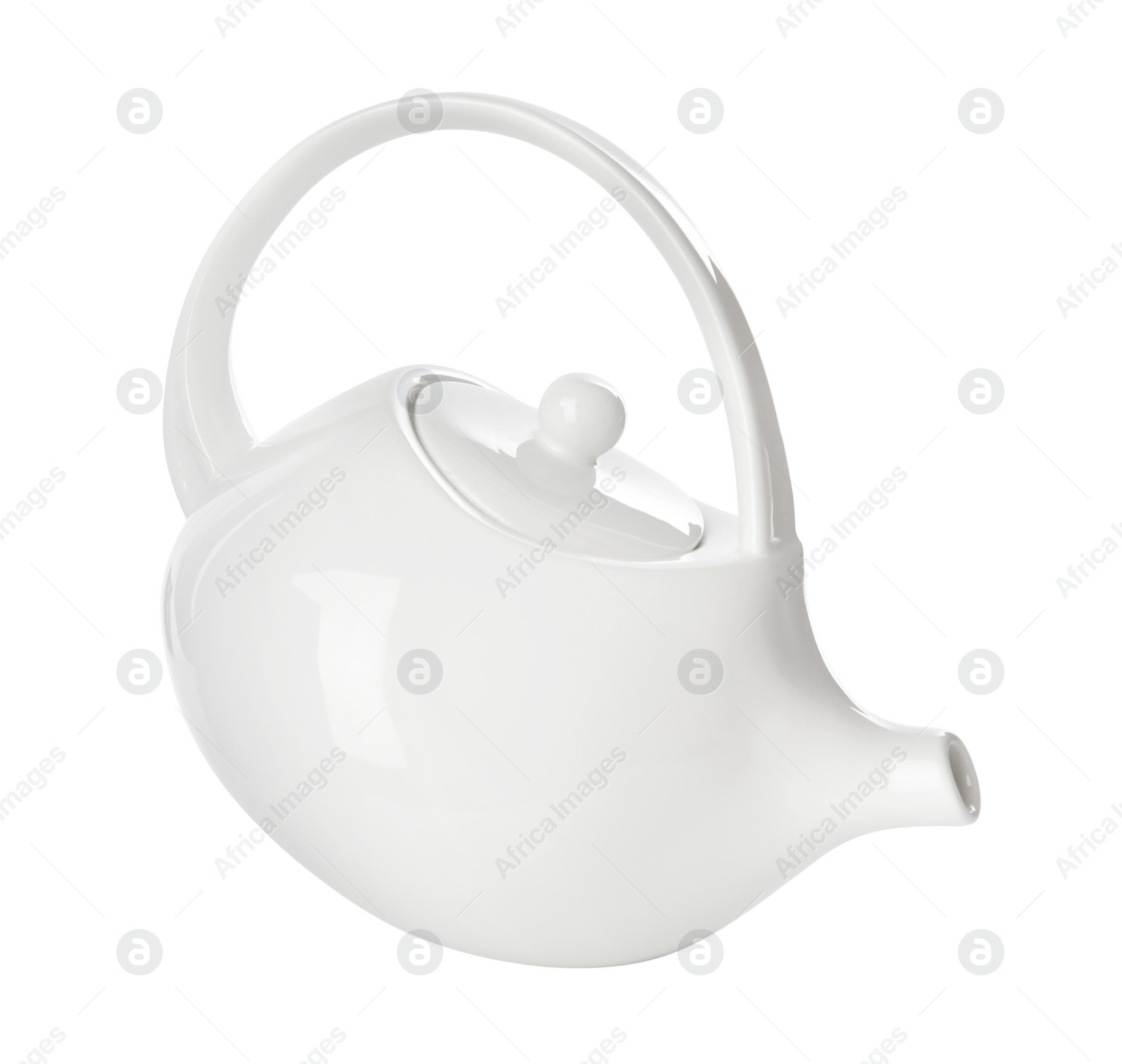 Photo of Clean empty ceramic teapot isolated on white