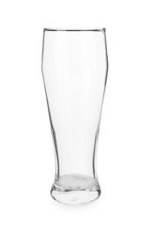 Empty beer glass with foam isolated on white